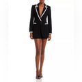 Alice + Olivia Breann Long Fitted Blazer with Piping, Black Size 4, New w/Tag