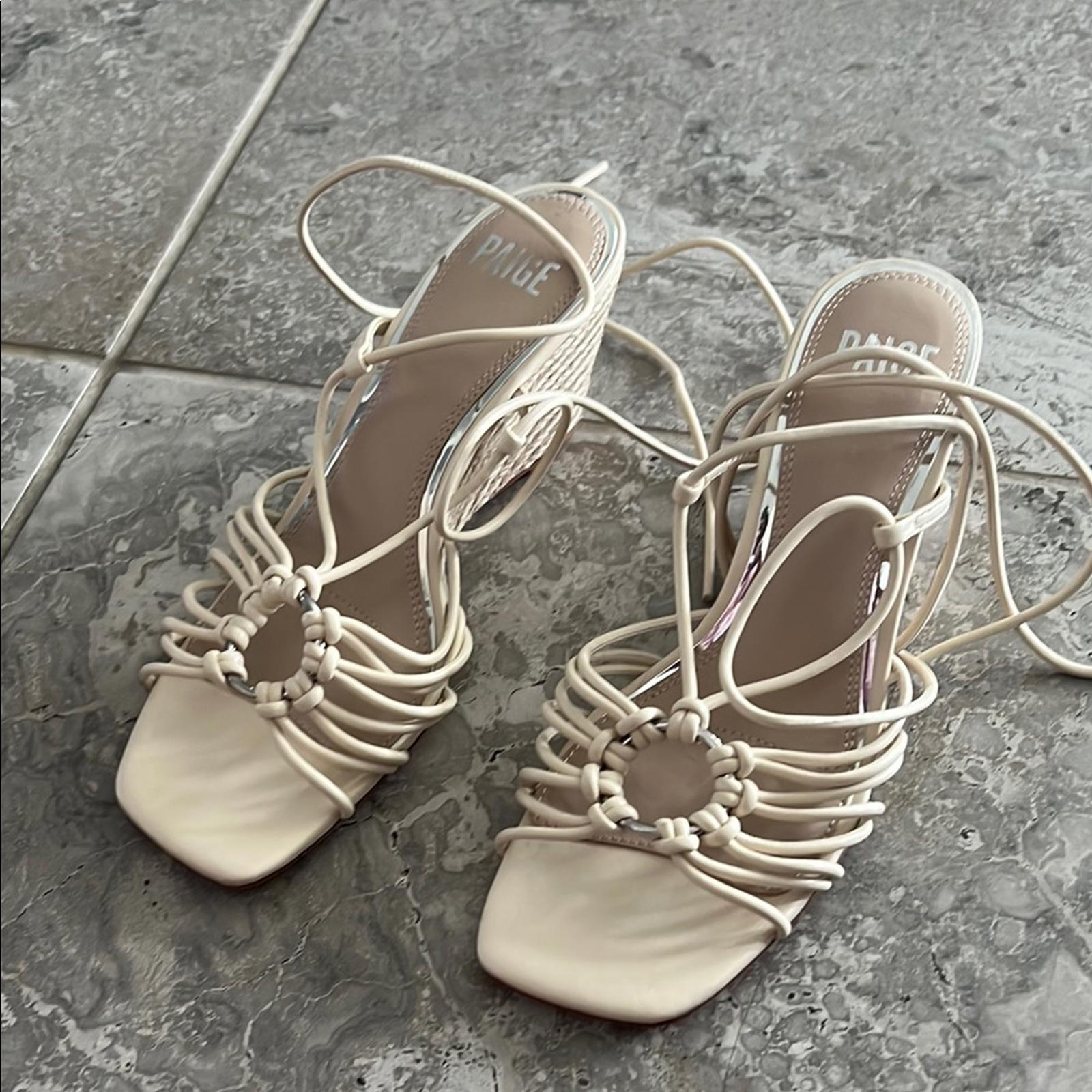 Paige Sierra Wedge Strappy Sandals in Bone, Size 8 NEW w/o Box - Online for $278