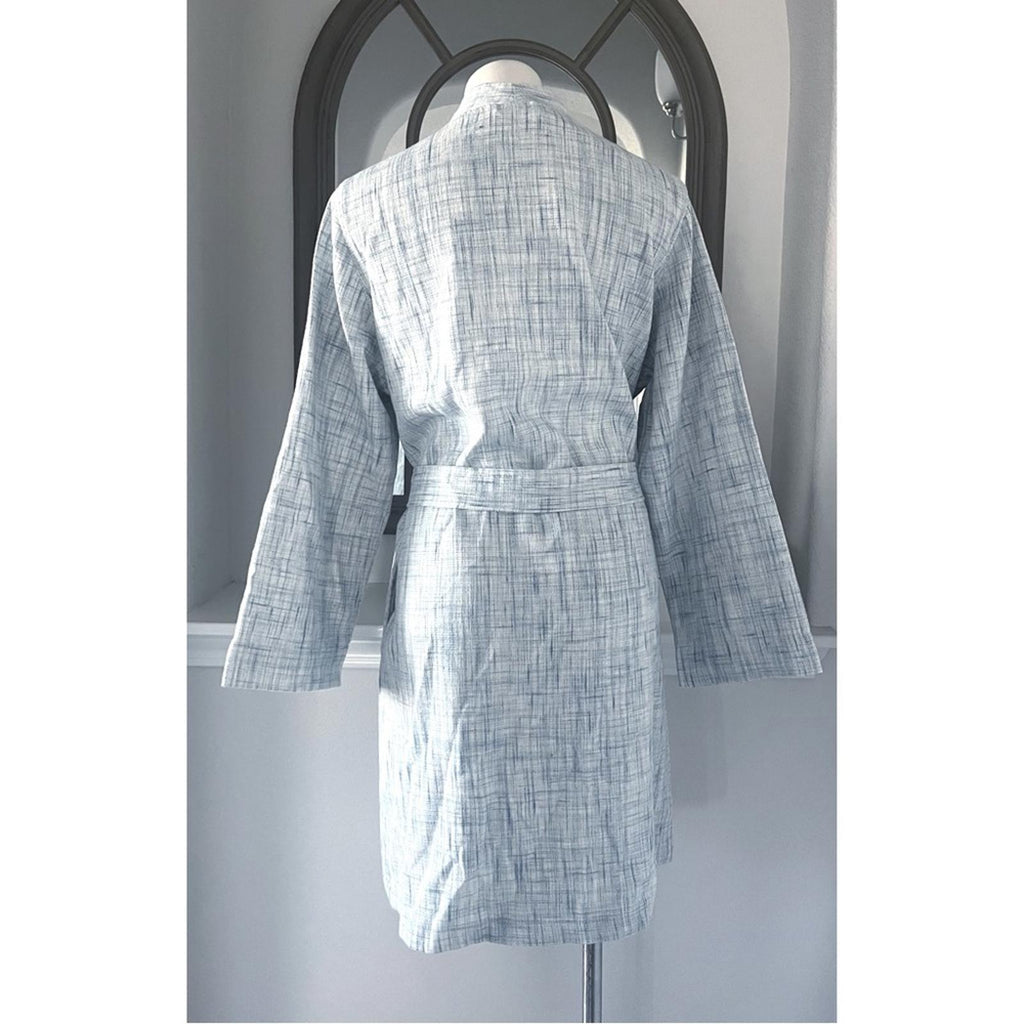 Hudson Park Collection Strié Print Waffle Bathrobe, Blue - Size L/XL New w/Tag
