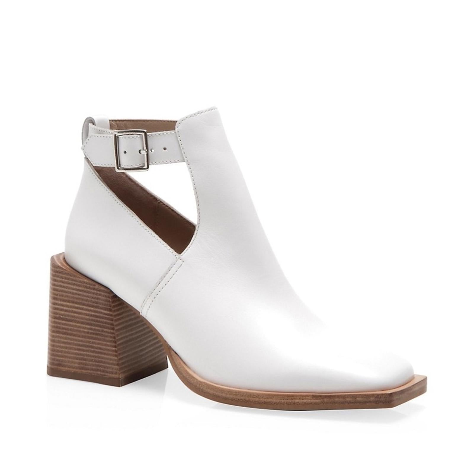 Free People Brady Buckle Booties in White, Size 38.5, New in Box