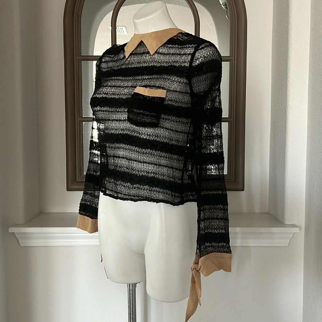 Opening Ceremony Sheer Lace Blouse in Black, Size S