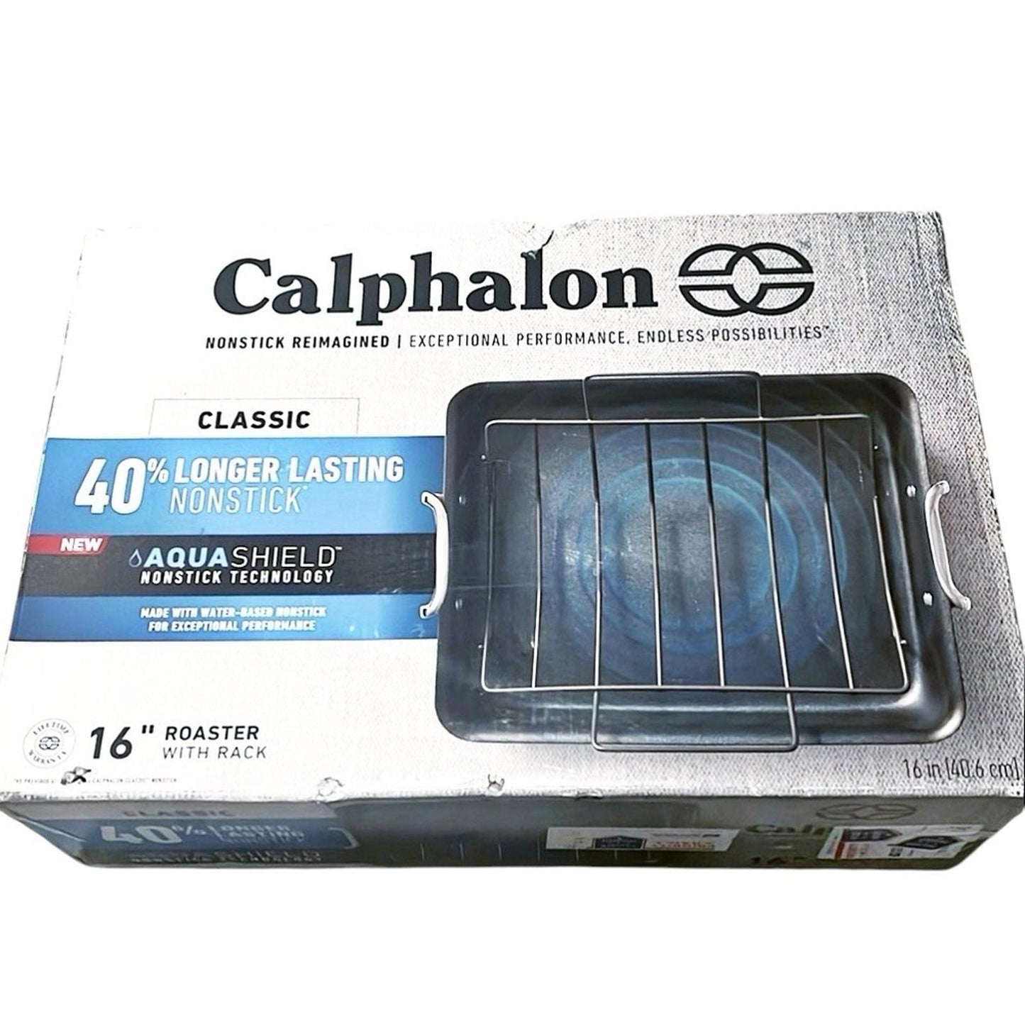 Calphalon Nonstick with AquaShield 16" Roaster w/Rack, 40% Longer Lasting NEW
