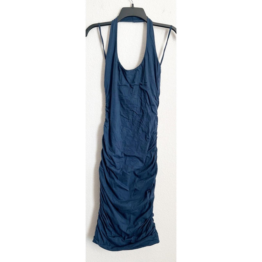 Velvet by Graham & Spencer Amanda Ruched Halter Dress in Navy, NWT, Size M $198