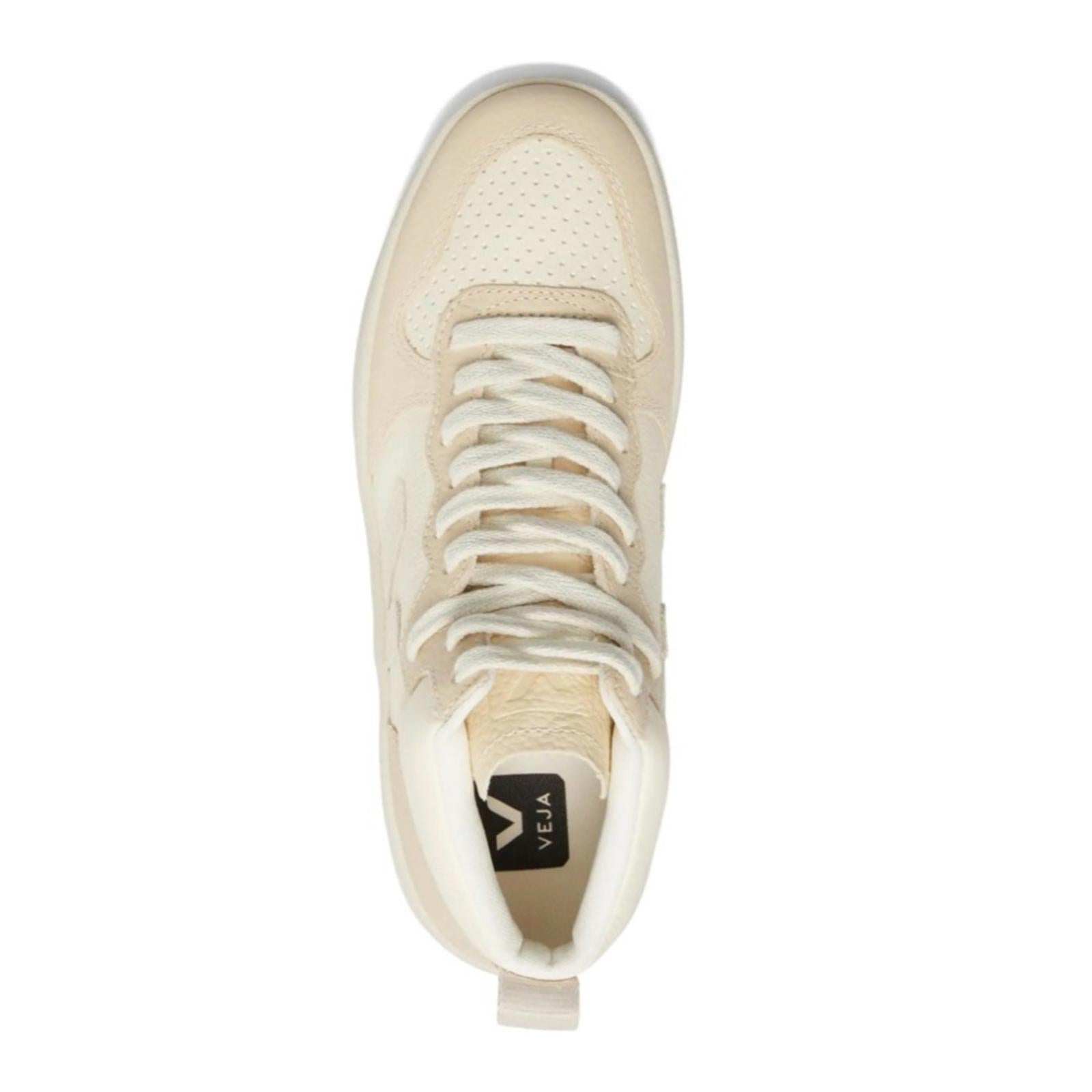 Veja V-15 Chromefree Leather Hi-Top Sneakers in Cashew Pierre, Size 36, NEW
