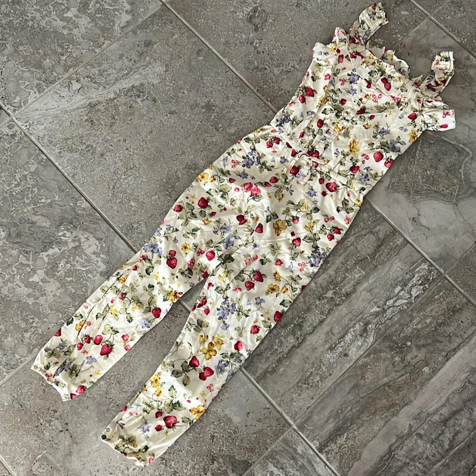 Ralph Lauren Floral & Fruit-Print Cotton Batiste Jumpsuit, Cottage New w/Tag