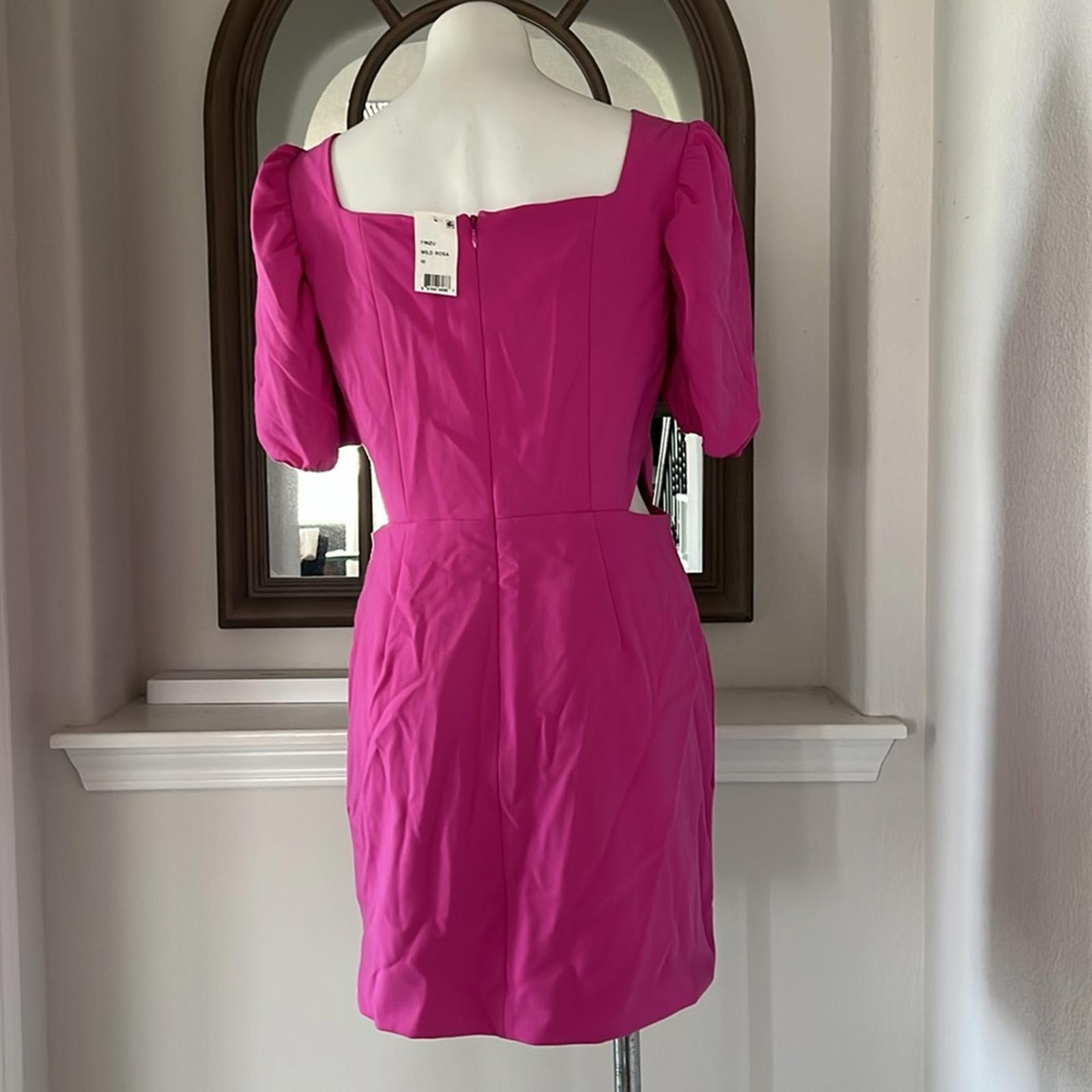French Connection Puff Sleeve Cutout Dress, Wild Rosa Size 10 New w/Tag $118
