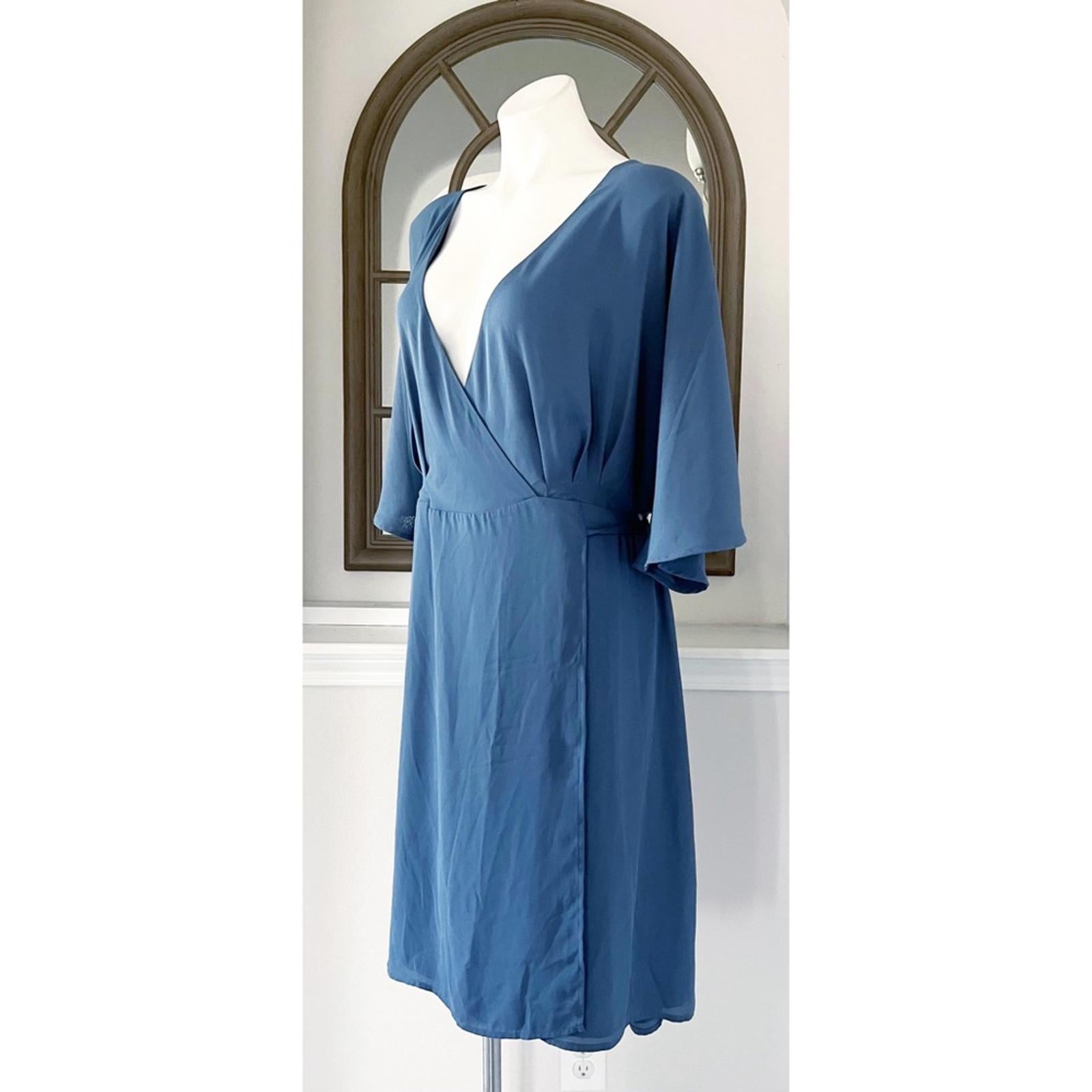 NEW Standards & Practices V-Neck Kimono Wrap Dress in Slate Blue, Size 1X NWOT