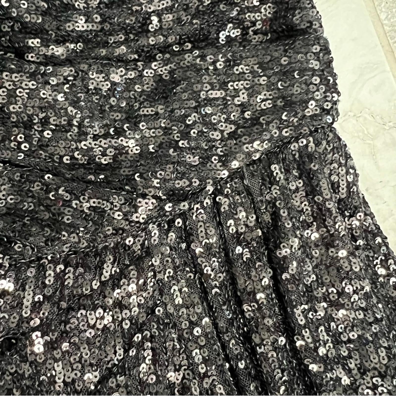 Aidan Mattox Sequined Strapless Dress, Black Size 4 New w/Tag Retail $295