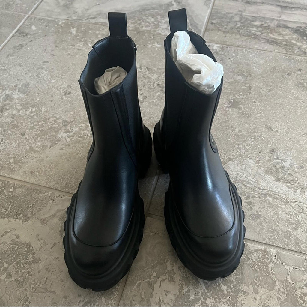 Off-White Black Tractor Motor Leather Boots, NWT, Size 38