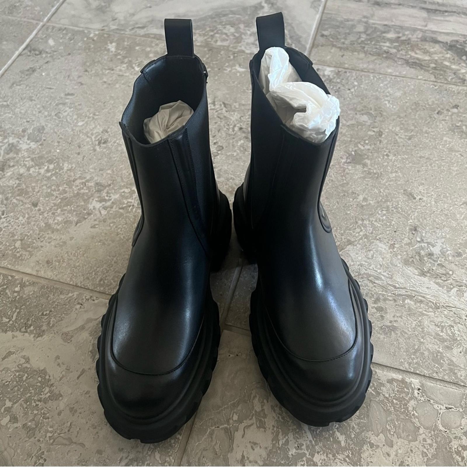 Off-White Black Tractor Motor Leather Boots, NWT, Size 38