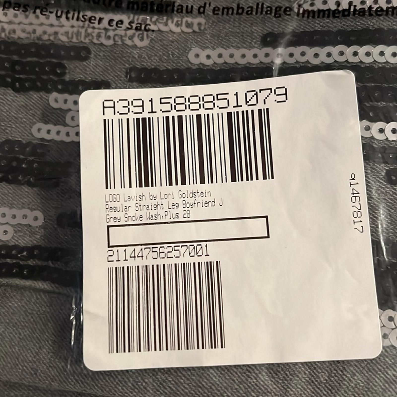 LOGO Grey Smoke Regular Straight-Leg Boyfriend Jeans, Plus Size 28 New w/Tag