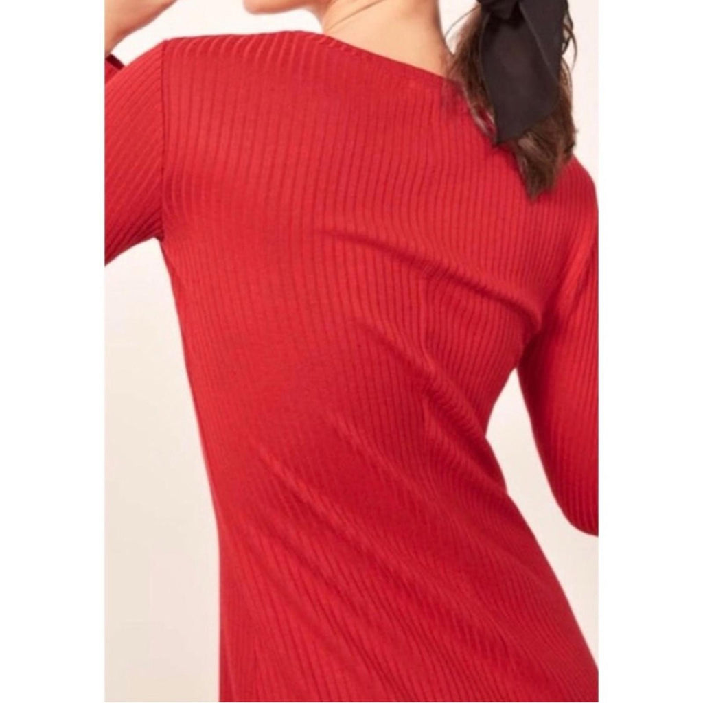 Reformation Jeanne Long Sleeve Sweater Dress in Red, EXCELLENT, Size XL