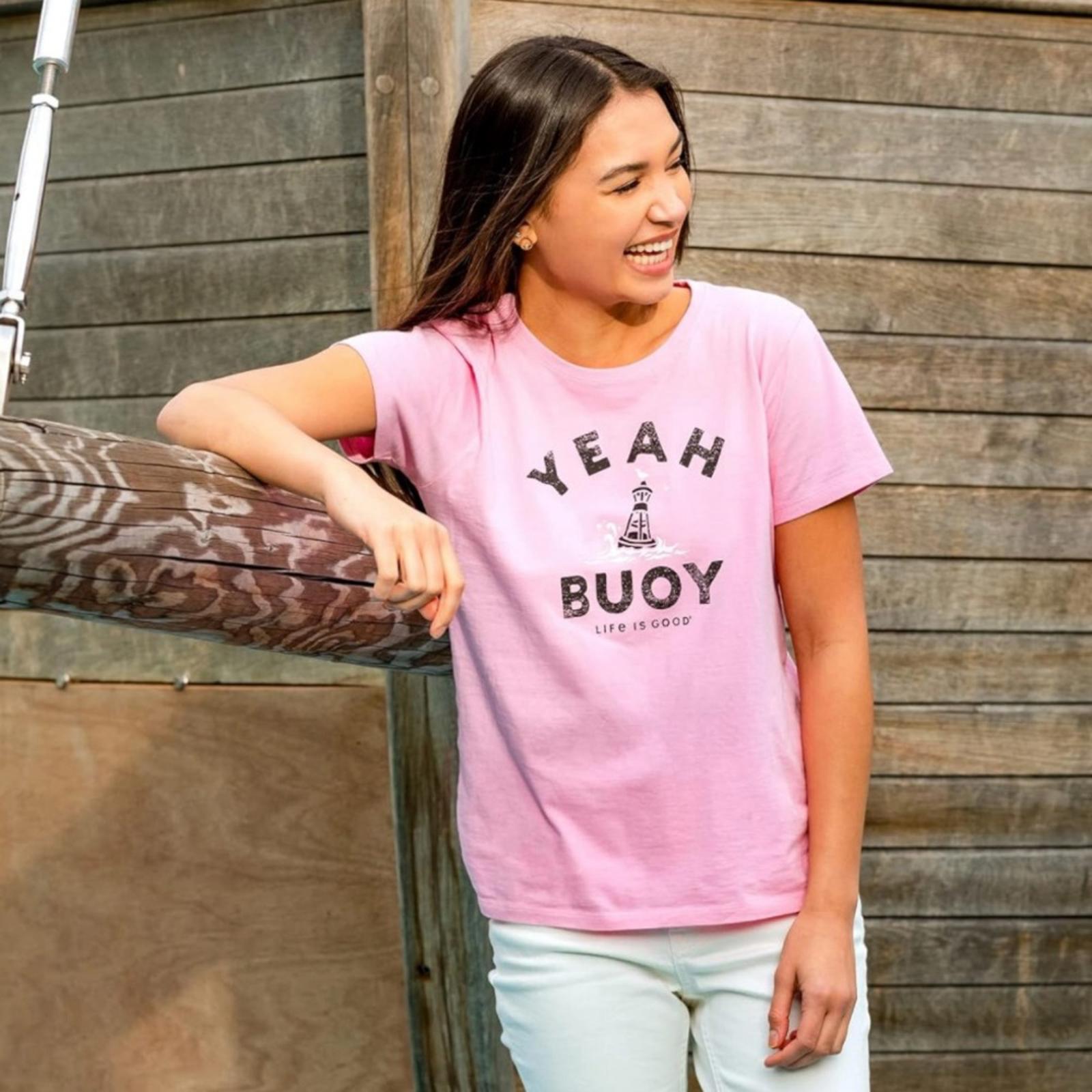 Life is Good Crusher Tee “YEAH BUOY” Pink, Size M New w/Tag
