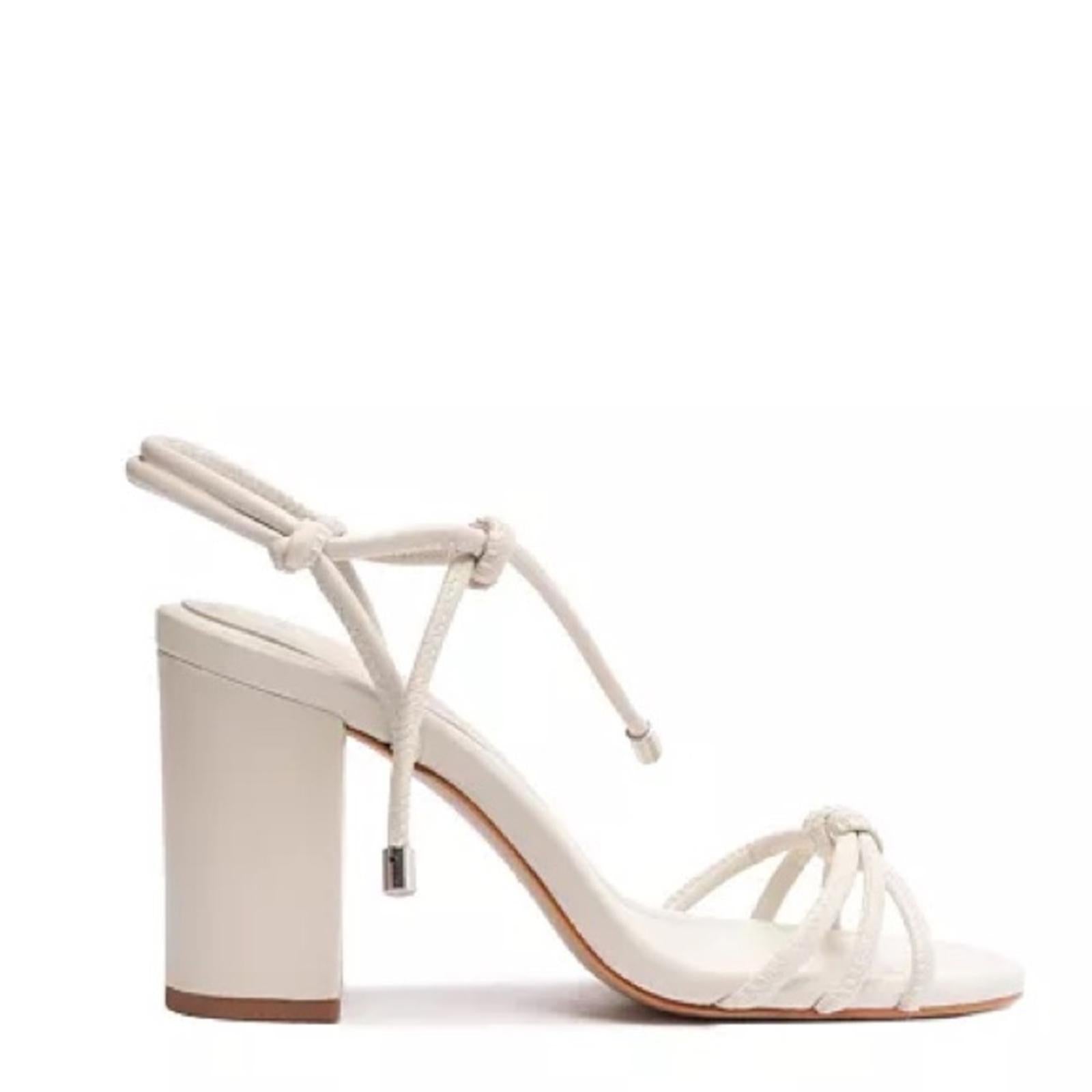 Schutz Women's Kate High Block Sandals in White, NWT, Size 6.5