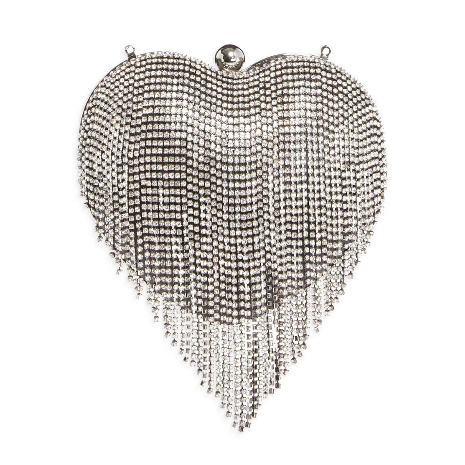 AQUA Heart Crystal Clutch/ Mini Crossbody, One Size,  New w/Tag