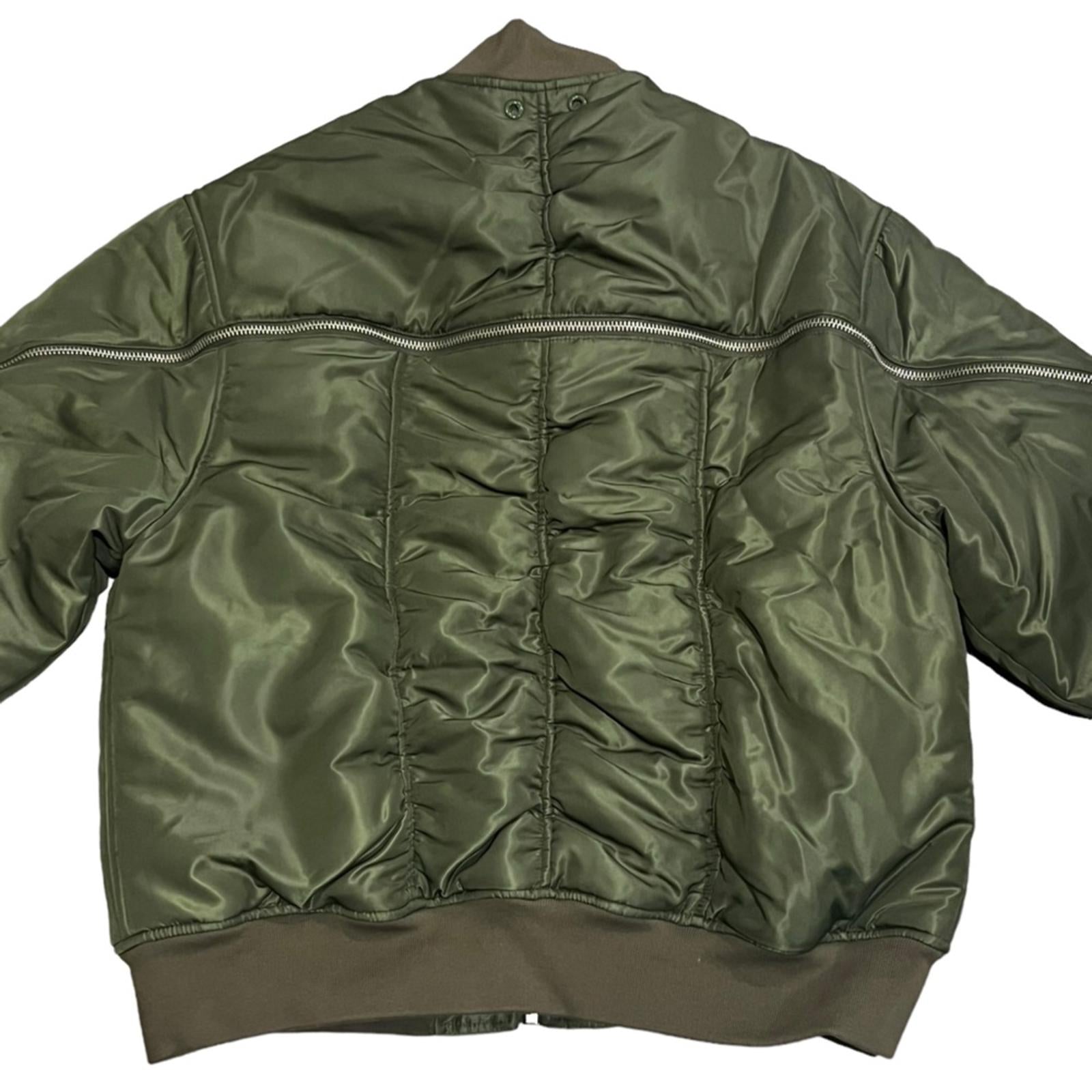 All Saints Scout Ruched Bomber Jacket in Khaki Green, Size L New w/Tag