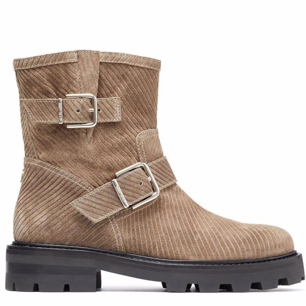 NEW Jimmy Choo Youth II Corduroy Suede Boots, Brown/Clay Size 37.5 New in Box