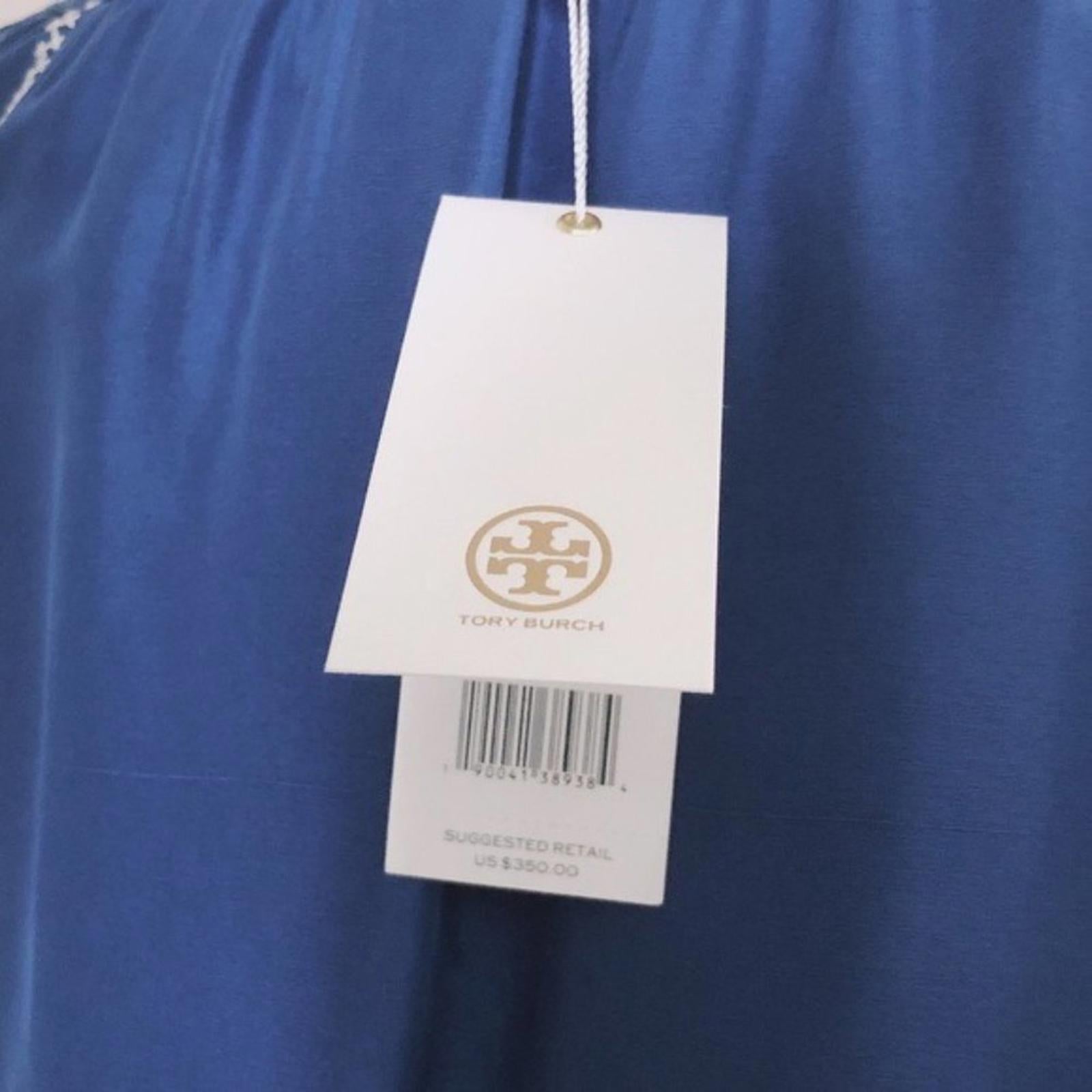 NWT Tory Burch Katya Tunic 100% Silk, in Jewel Blue Size 4 / Small Retail $350