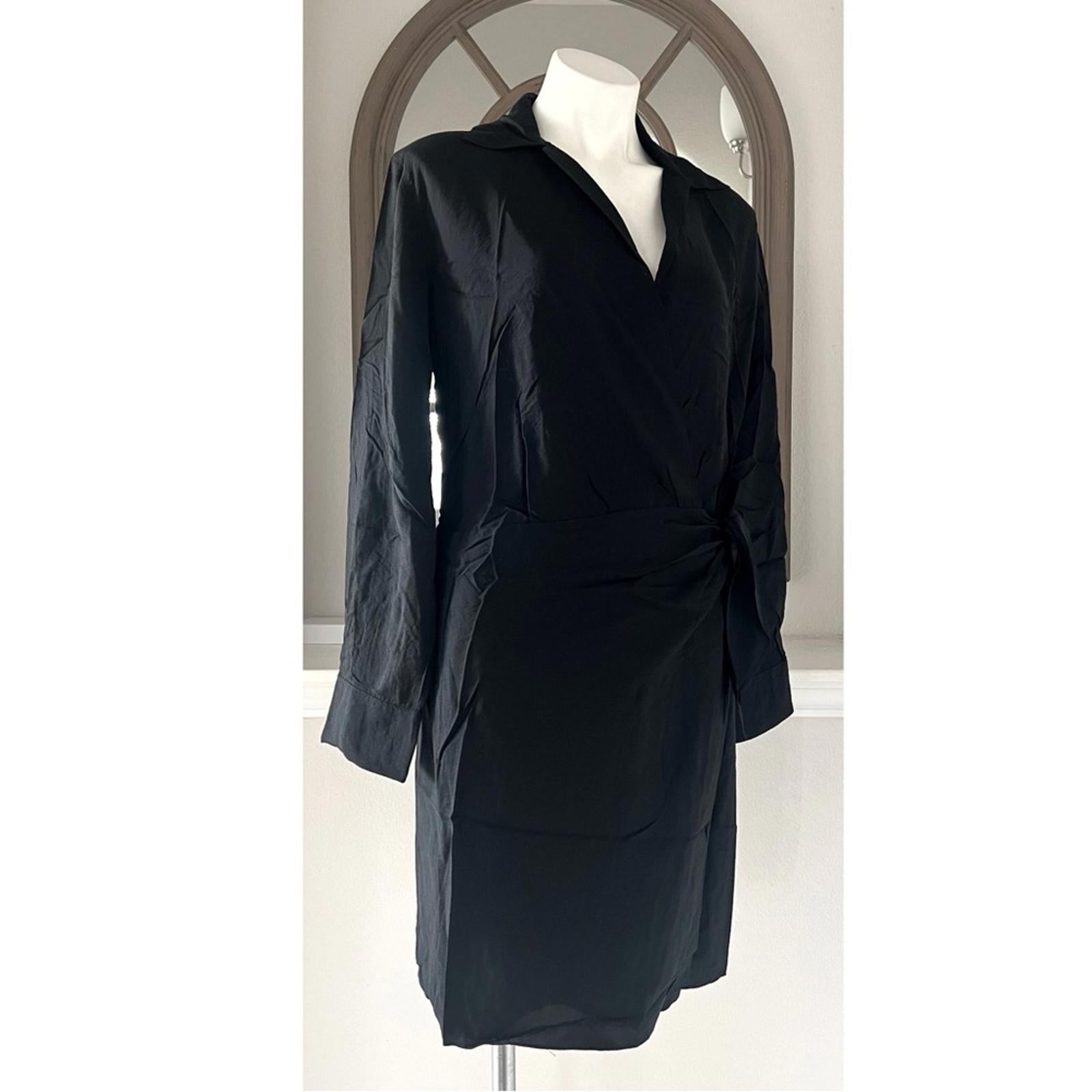 Vince Long Sleeve Wrap Shirt Dress, Long Sleeve in Black Size L EXCELLENT!