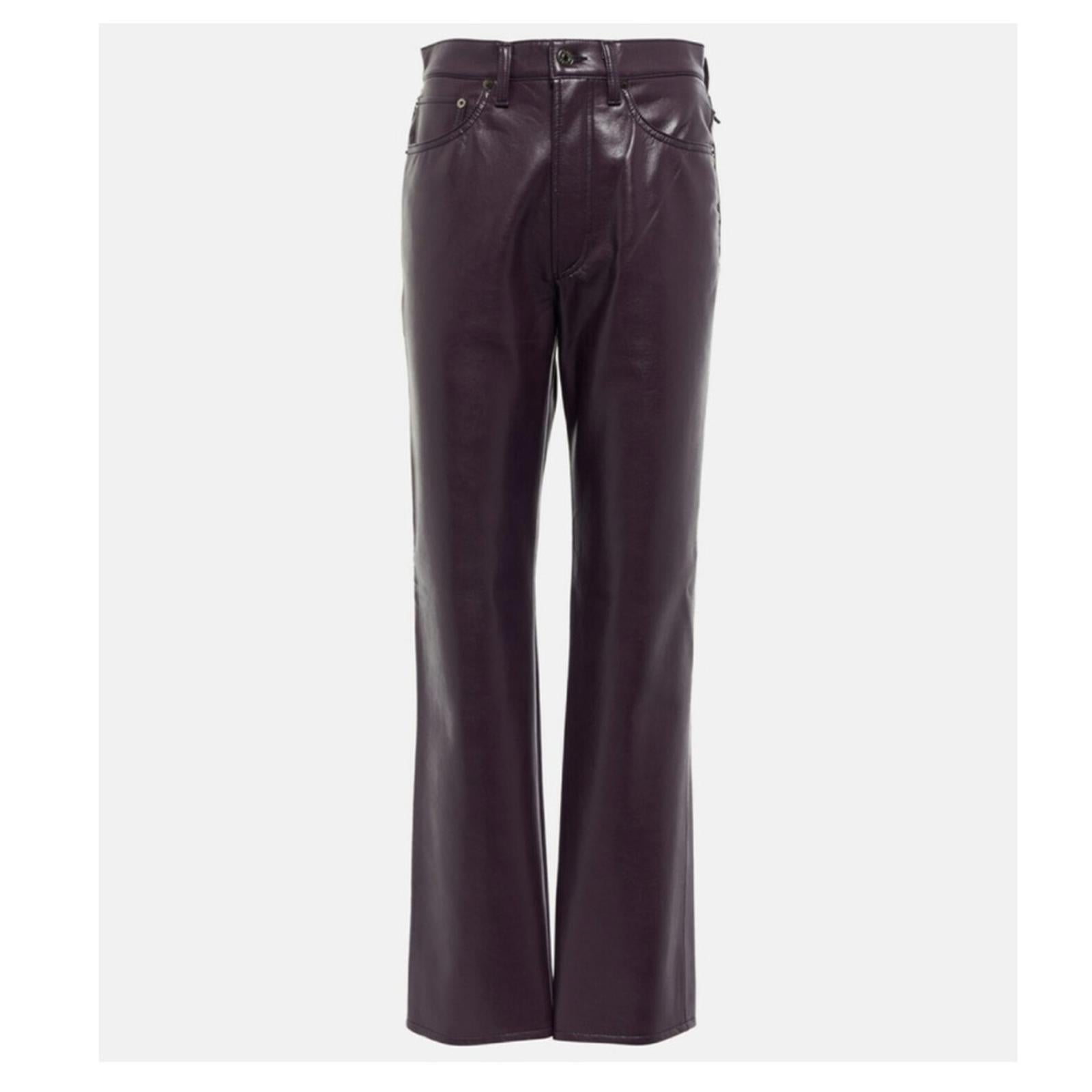 Agolde 90s Pinch Waist High Rise Straight Recycled Leather Jeans, NWT, Size 27