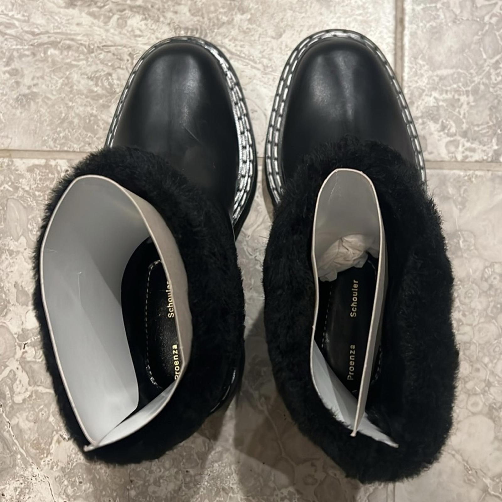 Proenza Schouler CA/SH Shearling Booties in Black, Size 38 NEW in Box + DustBag