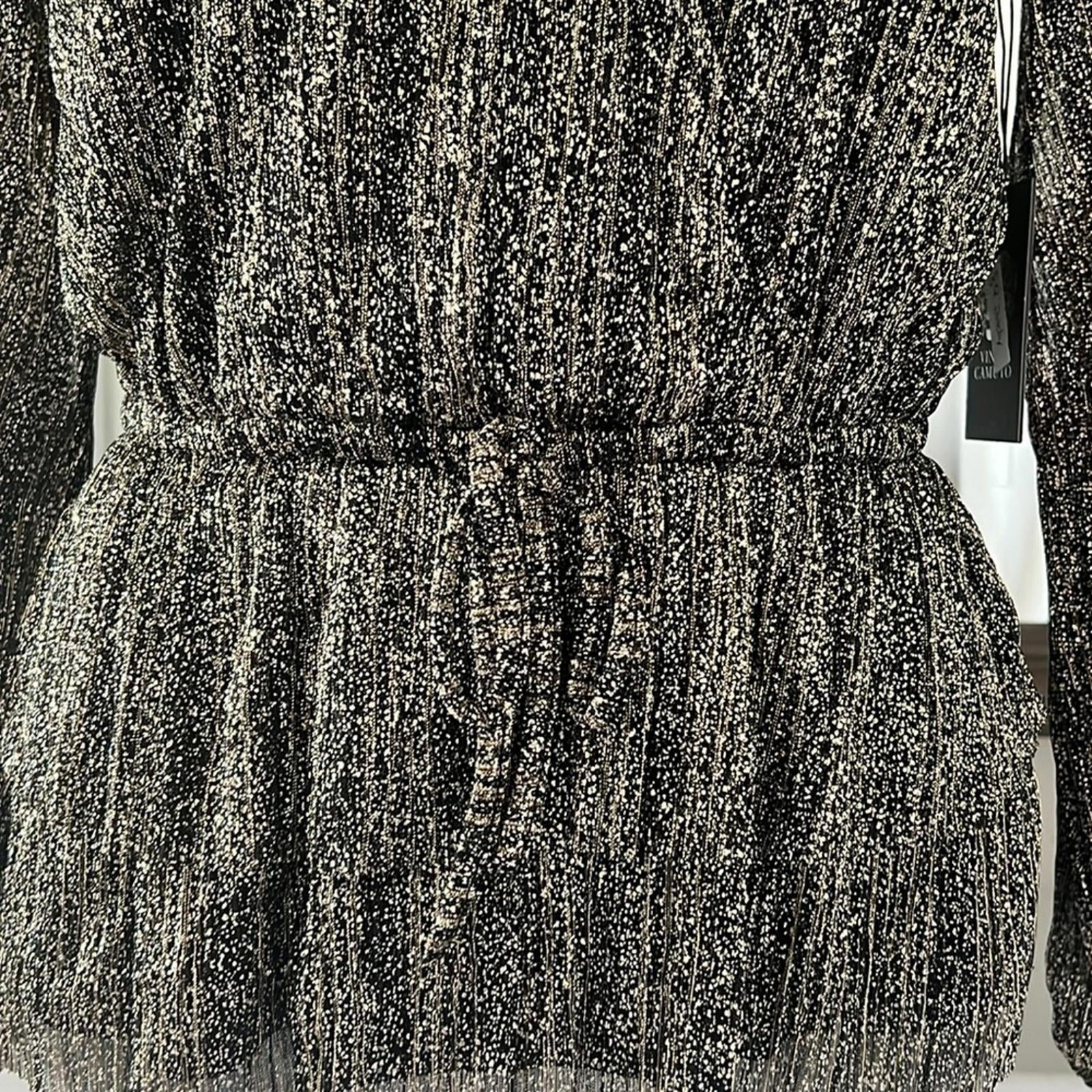 Vince Camuto Metallic Crossover Top, Rich Black Sparkle & Shine Size XS NEW