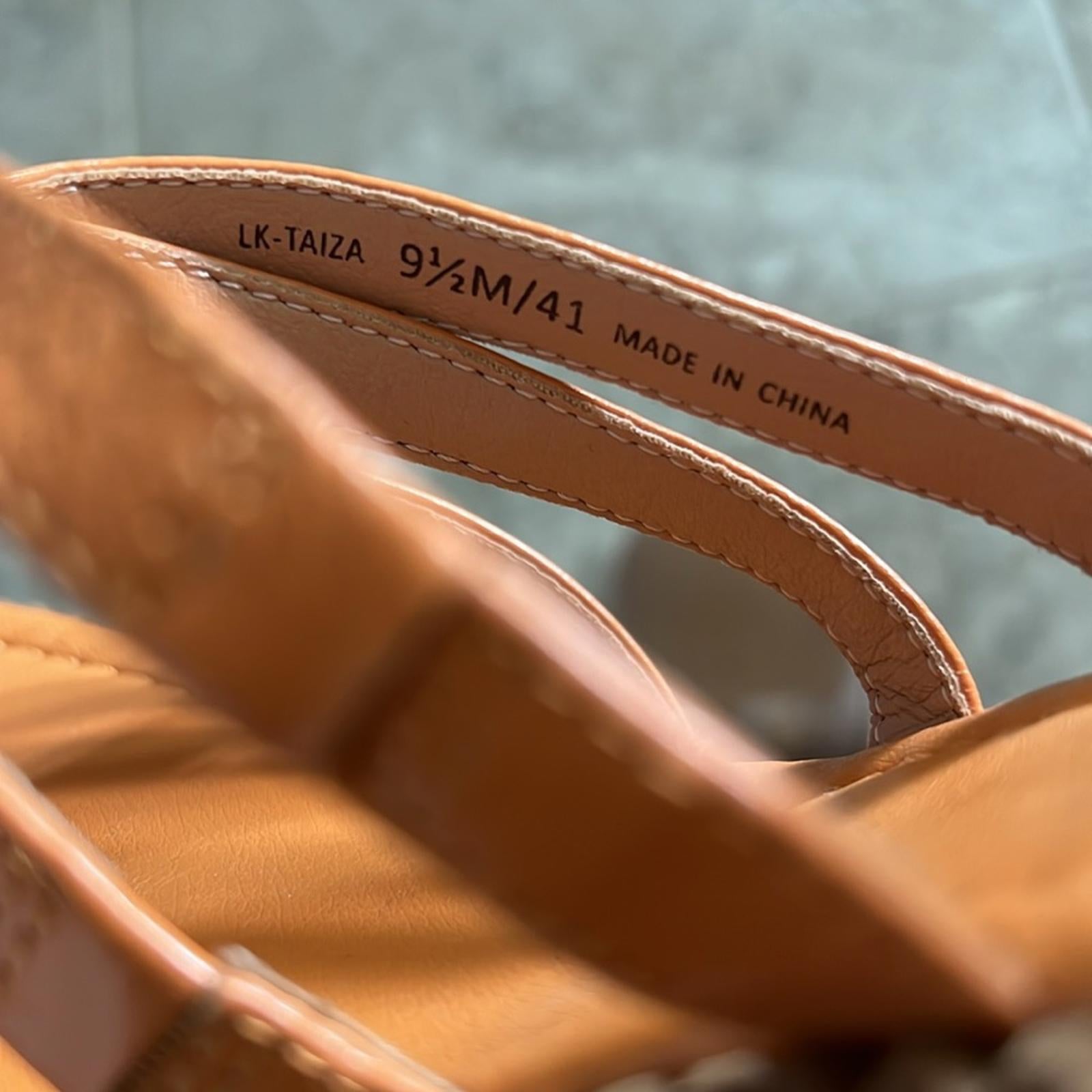 Lucky Brand Taiza Ankle Strap Platform Sandals in Sunflower Tan, Size 9.5 NEW