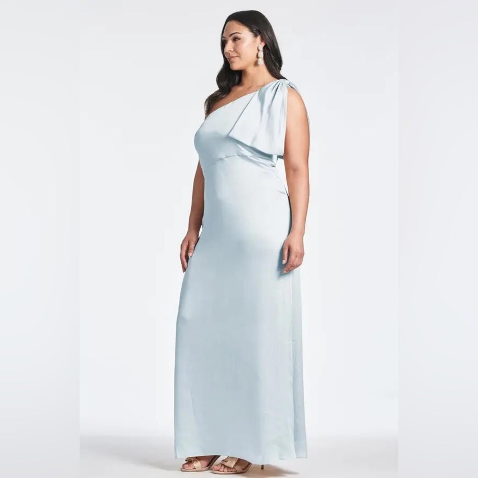 Sachin & Babi Chelsea Gown in Ice Blue, One-Shoulder Dress Size 14 New $285