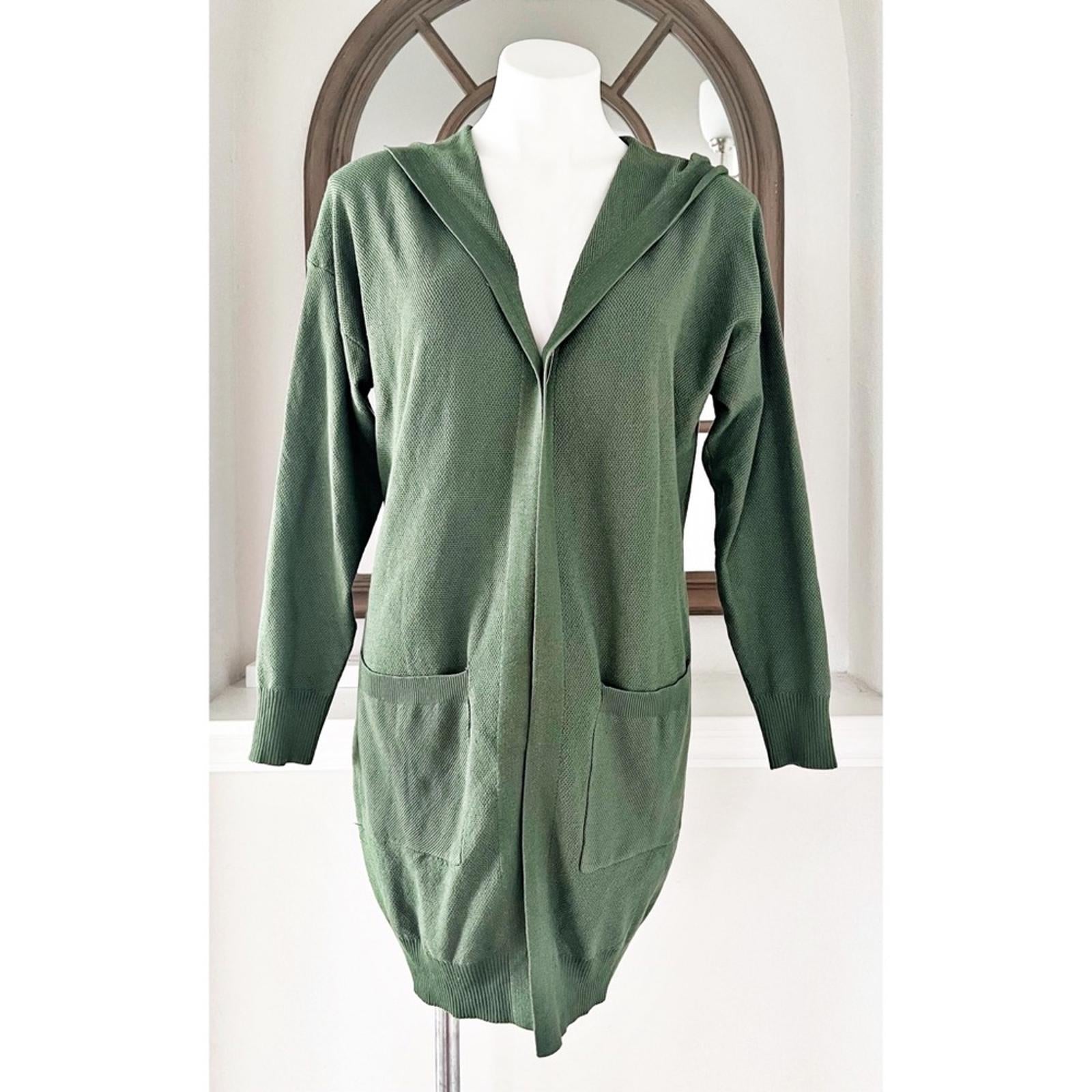 NWT Merokeety Long Cardigan w/Pockets Open Front in Olive, Size S New w/Tag