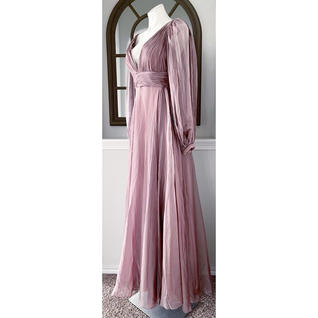 Mac Duggal Split Sleeve Gown in Mocha (Style #67414),  Size 6 New w/Tag