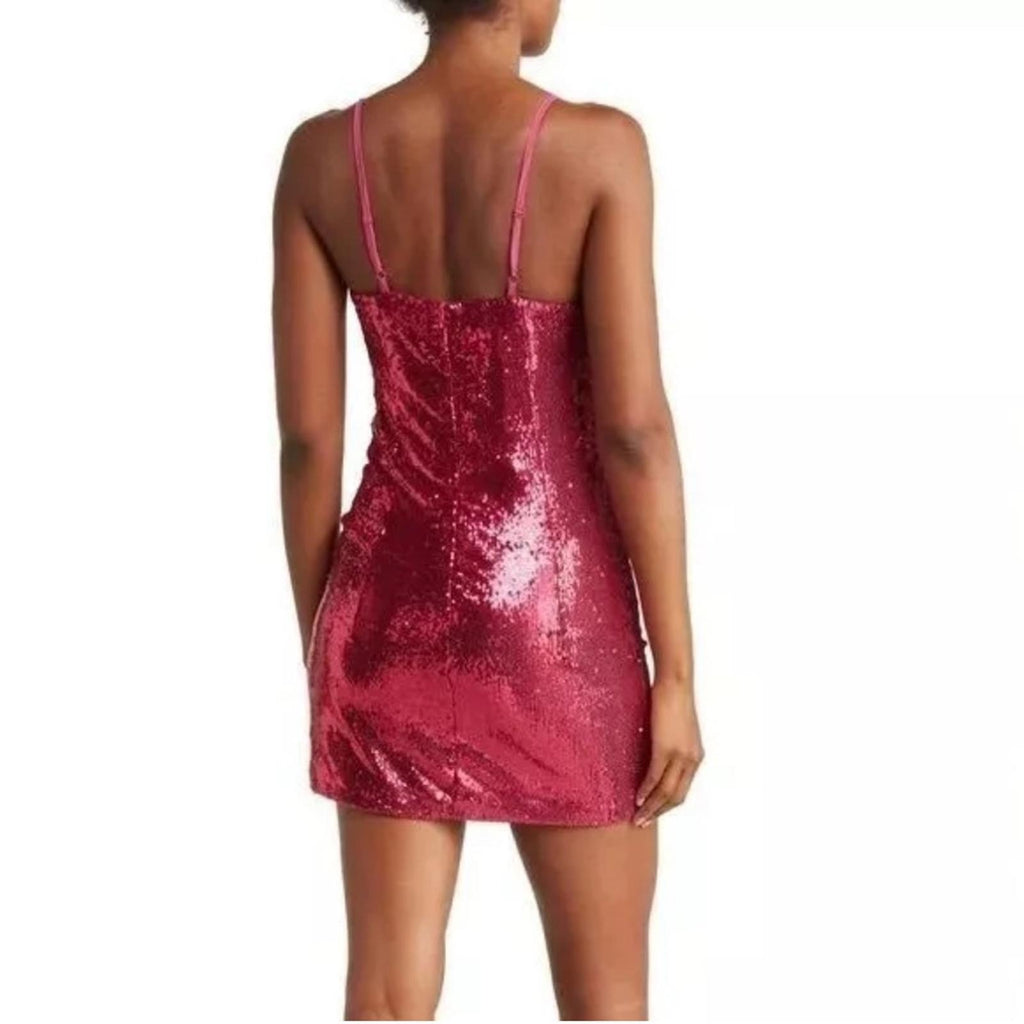 Torn by Ronny Kobo Lindsay Sequin Bow Front Mini Dress in Pink Size M NWT $548