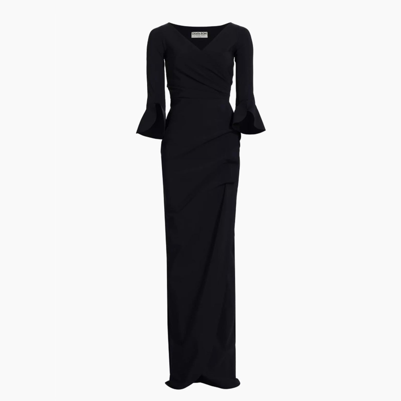 NWT Chiara Boni La Petite Robe Zalfa Column Gown in Black Size 16 MADE IN ITALY