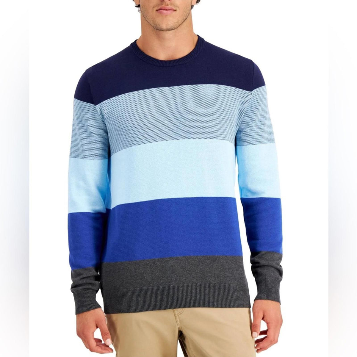 Club Room Lightweight Color Block Crewneck Pullover Sweater, Size XXL NEW w/Tag