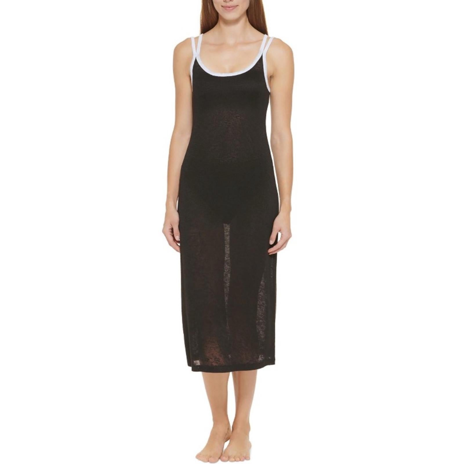 DKNY Swimwear Strappy Dress Cover-Up in Black/White Trim, Size S NEW w/Tag