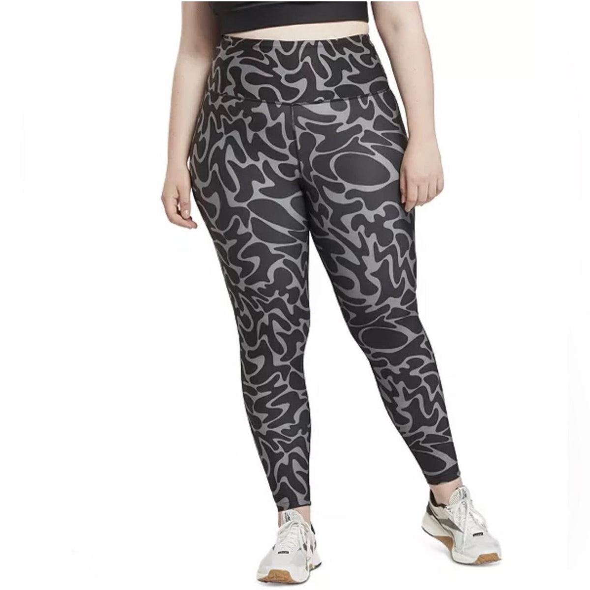 Reebok Workout Ready Printed Leggings, Black Plus Size 2X New w/Tag