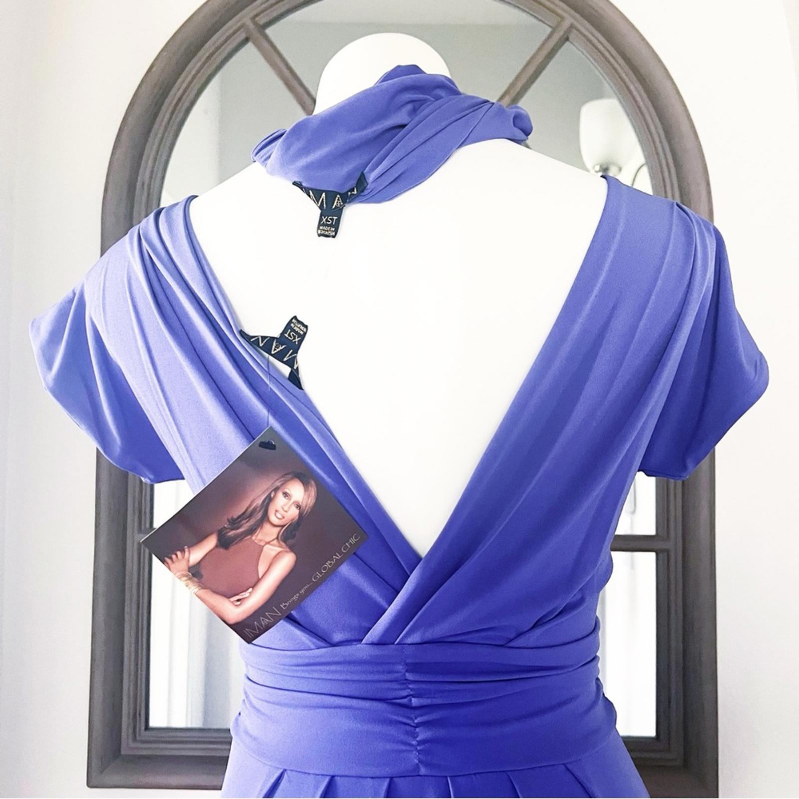 IMAN Maxi Dress w/Matching Headband Purple, Tall Size XS New w/Tag in Packaging