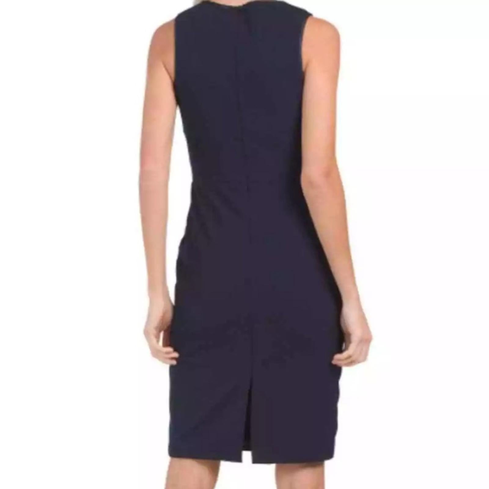 Betsy & Adam Satin Sarong Crepe Dress in Navy, Size 2 New w/Tag Retail $199