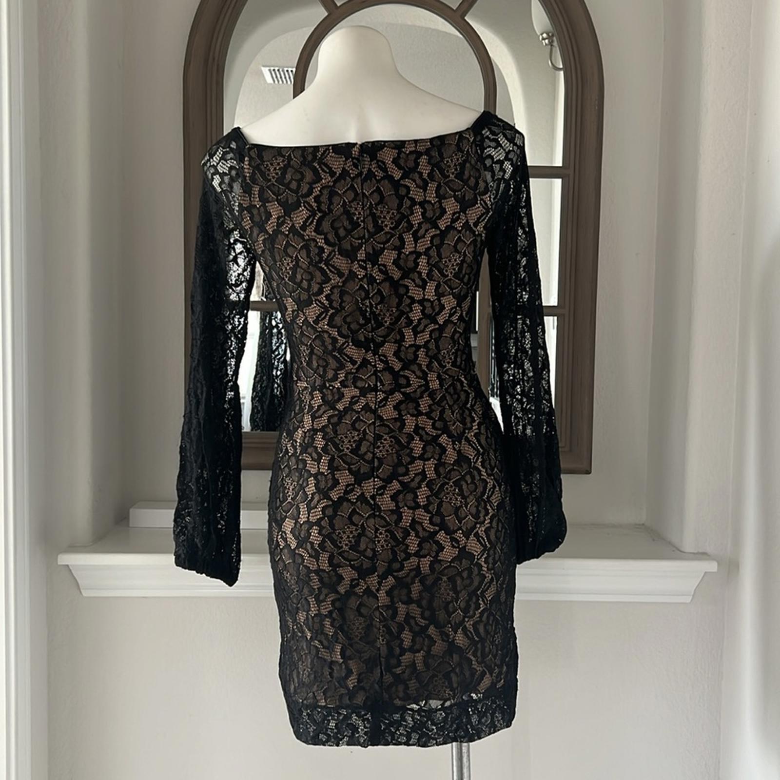 Dress the Population Esperanza Bodycon Mini Dress, Black/Nude Size S EXCELLENT