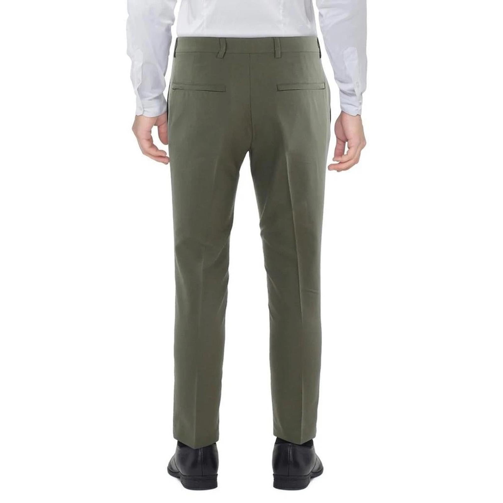 Perry Ellis Men’s Skinny Fit Lightweight Dress Pants in Olive Green, Size 32x29