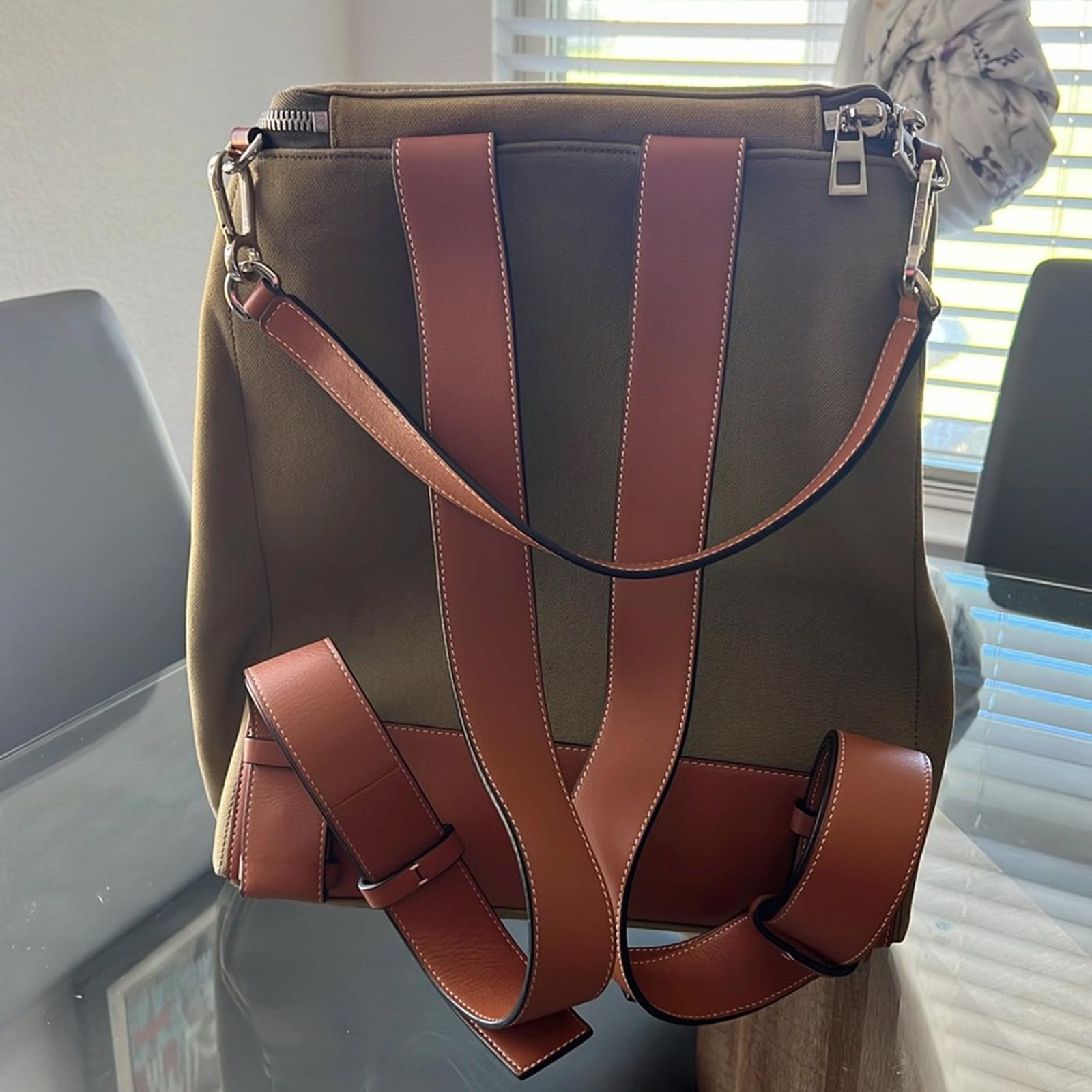 LOEWE Calfskin Small Goya Backpack in Olive Green, EXCELLENT!