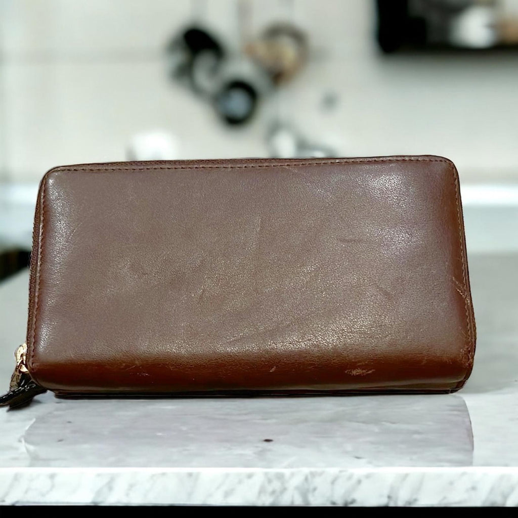 HOBO Double Zip-Around Wallet in Brown
