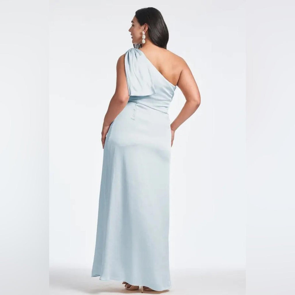 Sachin & Babi Chelsea Gown in Ice Blue, One-Shoulder Dress Size 14 New $285