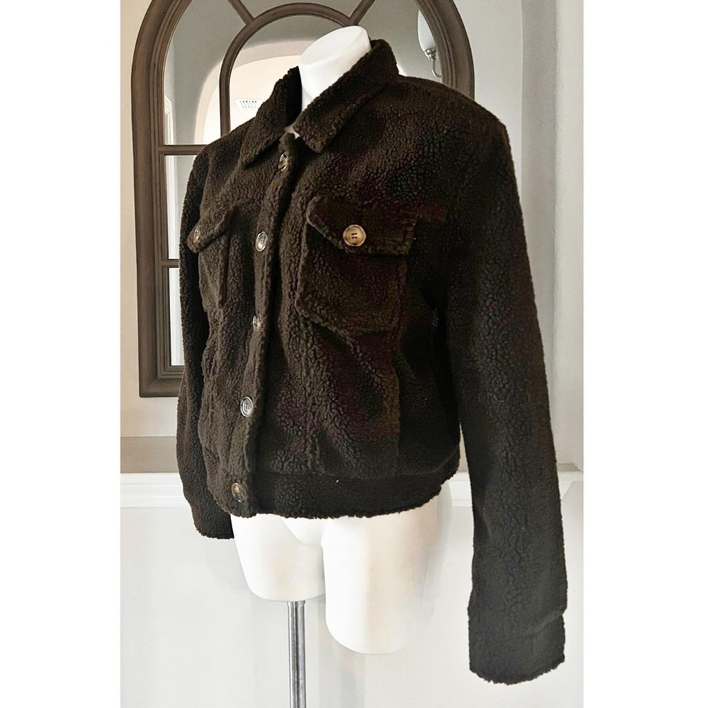 NWT Ashley Vintage Charm Sherpa Jacket in Brown Bracken  Size L New w/Tag