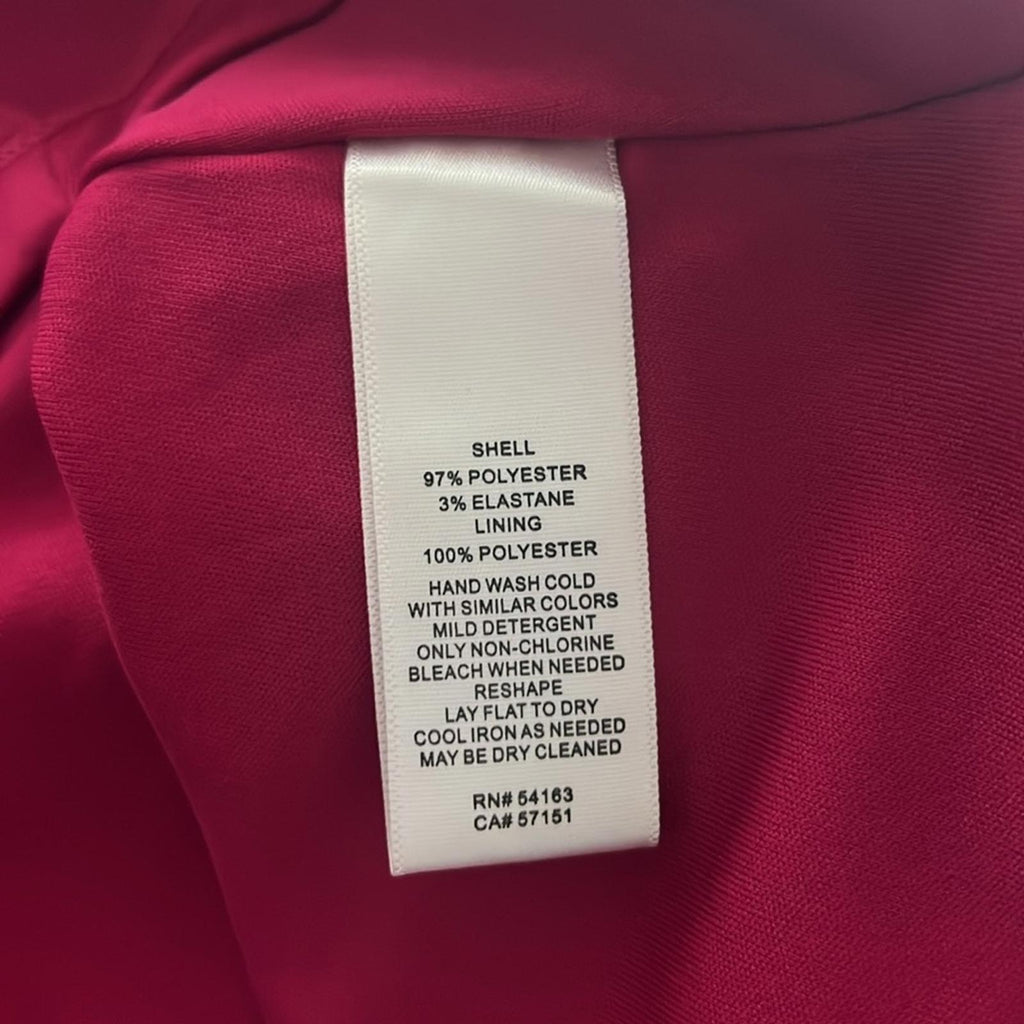 Eliza J. Stretch Layered Tiered Ruffle Crepe Sheath Dress in Berry Pink, Size 18