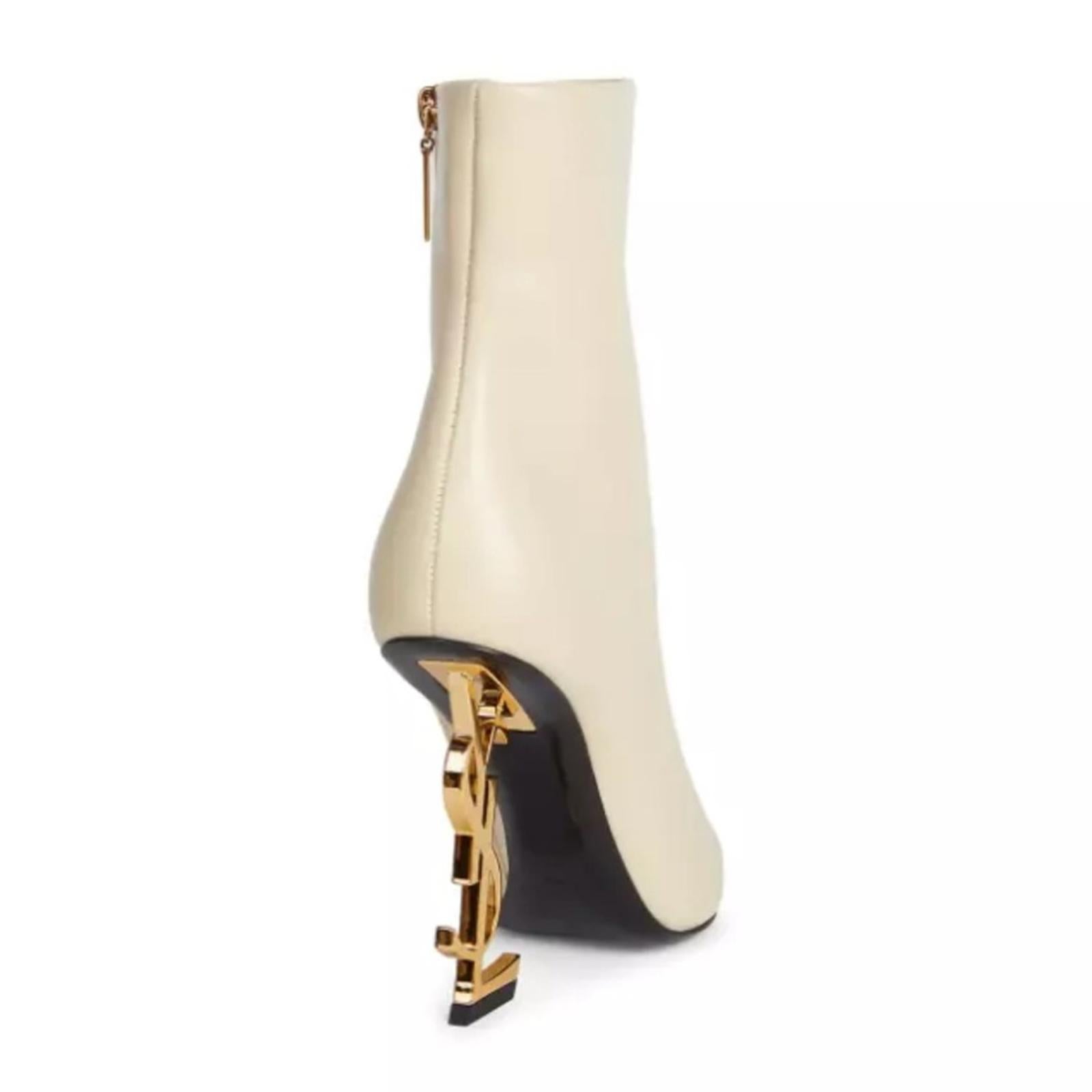 Saint Laurent 105mm Opyum Boots, Real Beige Light Bronze Size 35.5 New+Dust Bags