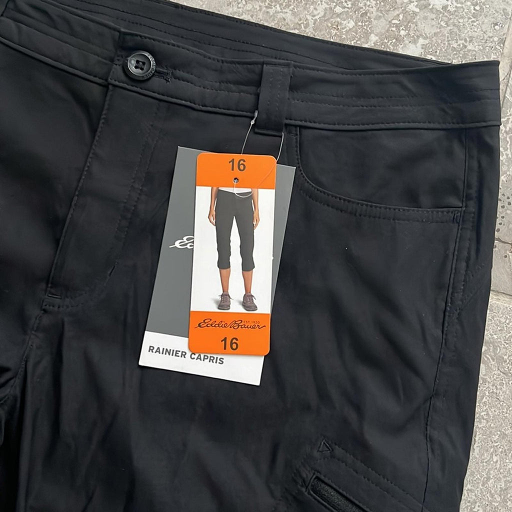 NWT Eddie Bauer Rainer Capris Pants in Black, Size 16 New with Tag