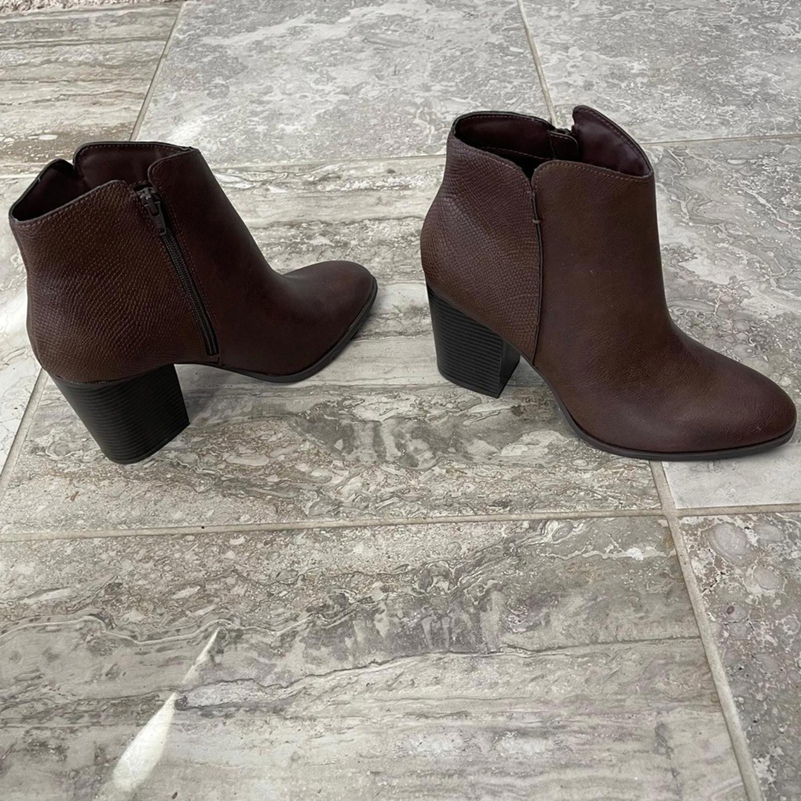 Sun+Stone Graceyy Cut-Outs Block Heel Booties in Brown, Size 12 NEW $79.50