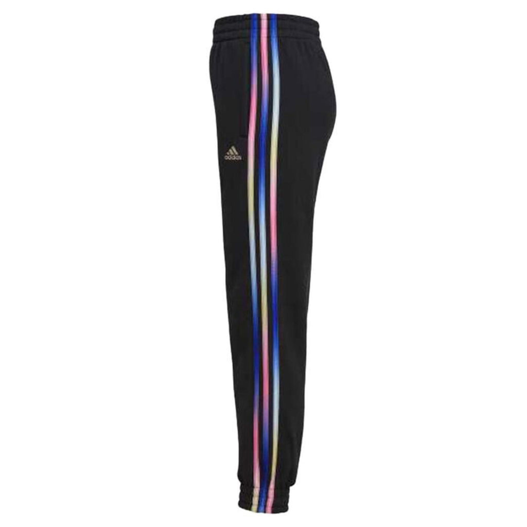Adidas Girls' Fleece Jogger in Black with Multicolor Stripes, NWT, Size L/14