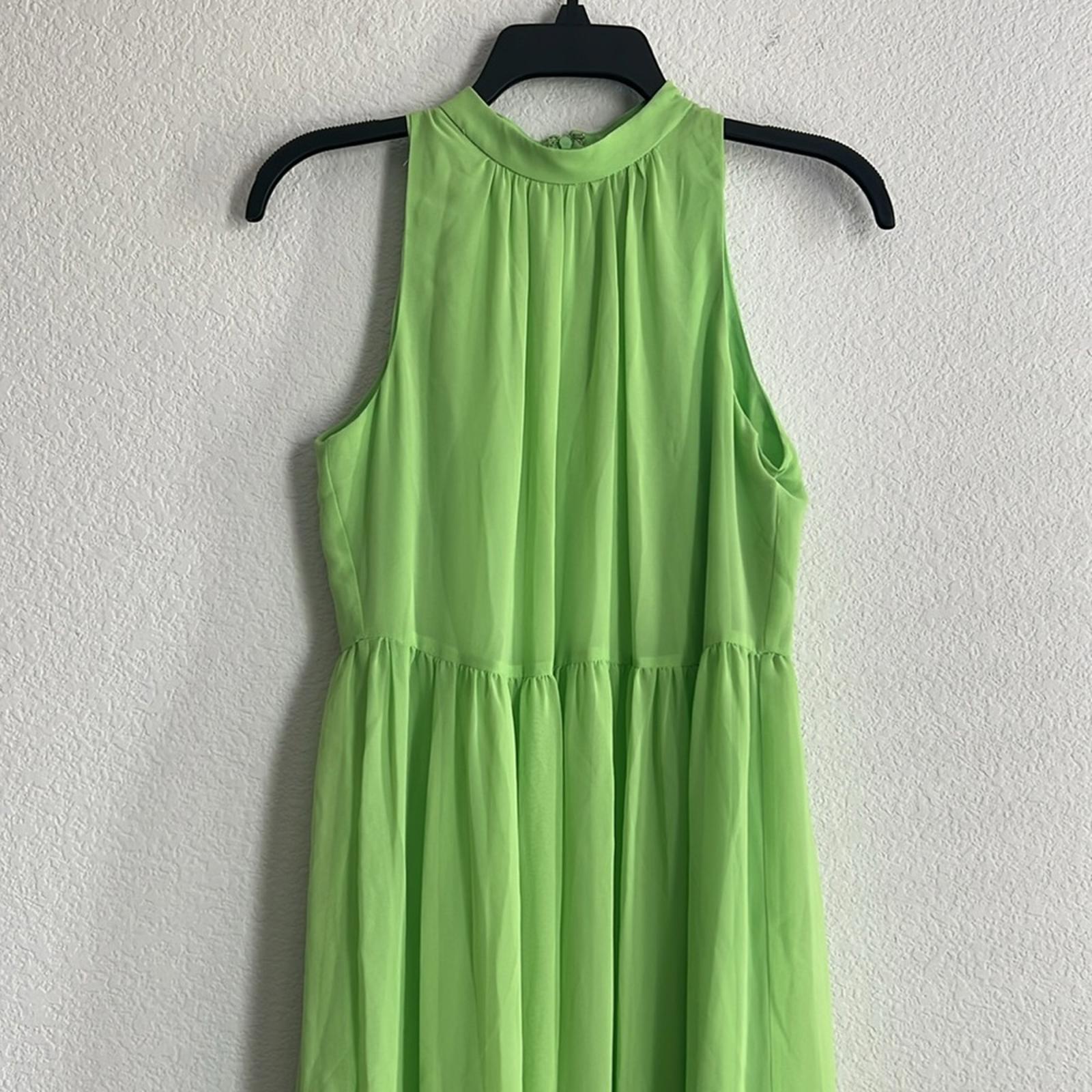 Aidan Mattox Mock Neck Halter Tired Maxi Dress in Lime Green, NWT, Size 2