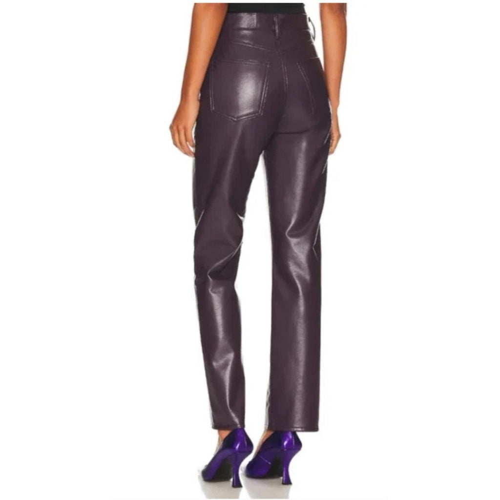 Agolde 90s Pinch Waist High Rise Straight Recycled Leather Jeans, NWT, Size 27